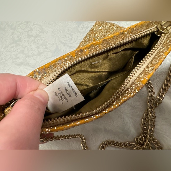 J. Crew Gold Small Full Sequin Crossbody Purse Wedding NYE Sparkly Glitter - Picture 4 of 7